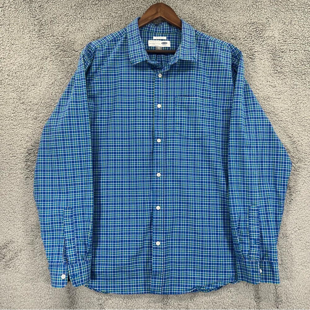 Old Navy Button Shirt Oxford Shirt Slim Fit Blue Men Size XXL